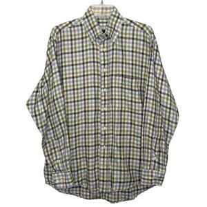 Burberry Gingham Plaid Long Sleeve Button Down Mens Shirt - Size Medium